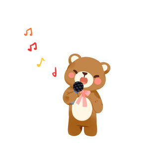 棕色小熊唱歌音乐表情包gif动态图